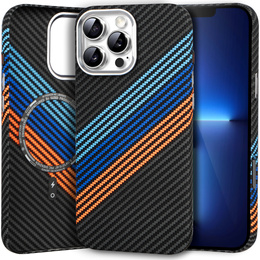 Чохол для iPhone 13 Pro Max, Carbon Fiber MagSafe, темно-синій