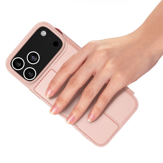 Чехол Dux Ducis для iPhone 17 Pro Max, Skin Pro, с клапаном, со слотом для карт, розовый