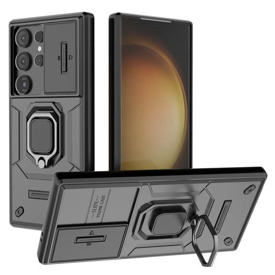 Чехол для Samsung Galaxy S24 Ultra, KickStand Camera Lens, чёрный