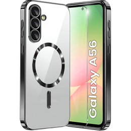 Чохол для Samsung Galaxy A56, Electro MagSafe, чорний + Скло на екран