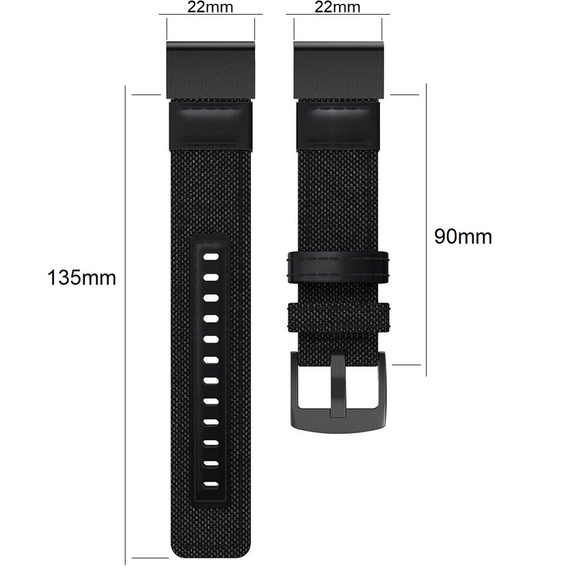 Ремешок Canvas+Leather для Garmin Fenix 5/6/6 Pro / Forerunner 935/945 - black