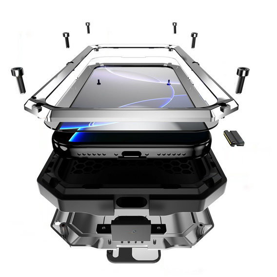 Броньований чохол R-JUST з захистом екрану та підставкою для iPhone 17 Pro