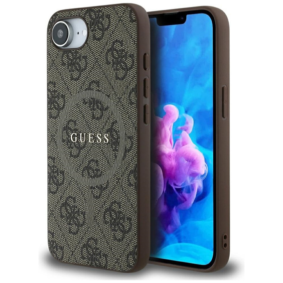Чехол GUESS до iPhone 16E, 4G Ring Classic Logo, коричневый