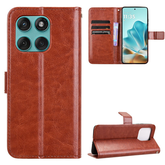 Откидной чехол для Motorola Edge 60 / 60 Fusion, Crazy Horse Wallet, коричневый