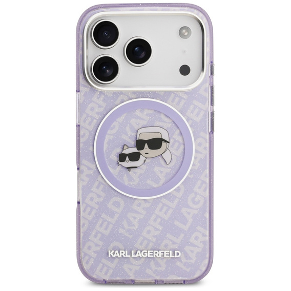 Чехол Karl Lagerfeld IML Glitter Karl & Choupette Heads Logo MagSafe для iPhone 17 Pro
