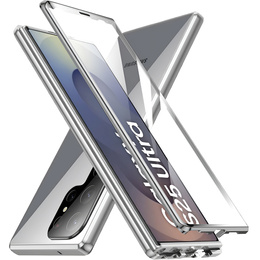 Чехол для Samsung Galaxy S25 Ultra, Magnetic Dual Glass, серебряный