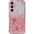 Чохол для Samsung Galaxy S23 FE, Glitter Flower, рожевий rose gold