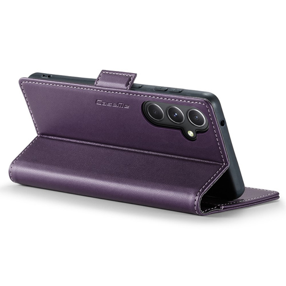Откидной чехол для Samsung Galaxy S23 FE, CASEME Wallet, тёмно-фиолетовый + 9H стекло