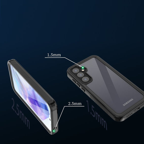 IP68 водонепроникний чохол для Samsung Galaxy A55 5G, Redpepper, чорний