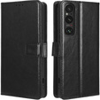 Футляр з клапаном для Sony Xperia 1 V, Crazy Horse Wallet, чорний