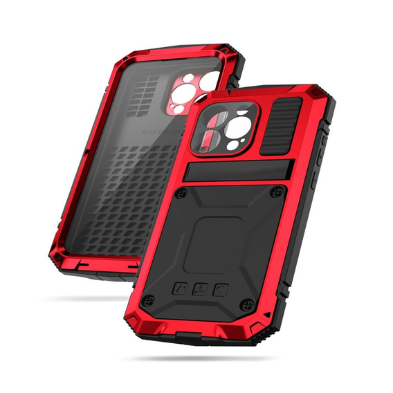 Чехол для iPhone 15 Pro, R-JUST, бронированный, красный / черный