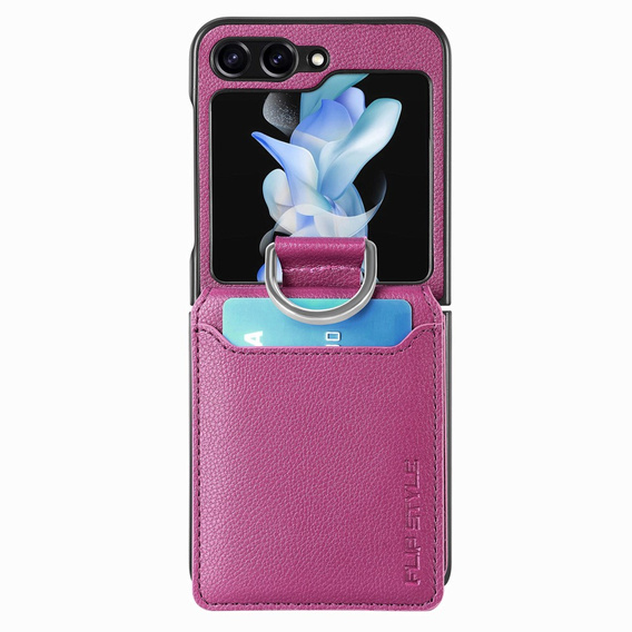 Чехол для Samsung Galaxy Z Flip7 FE / Z Flip6, Card Slot Ring Case, фиолетовый