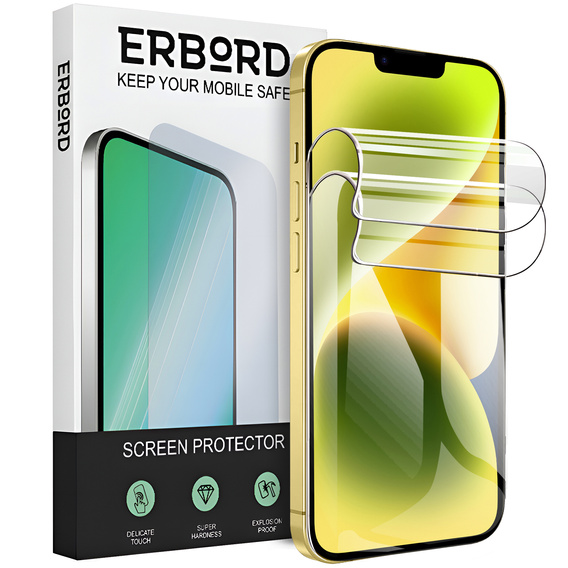 2x Гідрогелева плівка для iPhone 15 Pro Max, ERBORD Hydrogel Foil