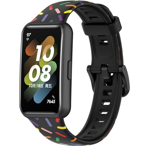 Силиконовый ремешок для Huawei Band 7, Black / Colorful