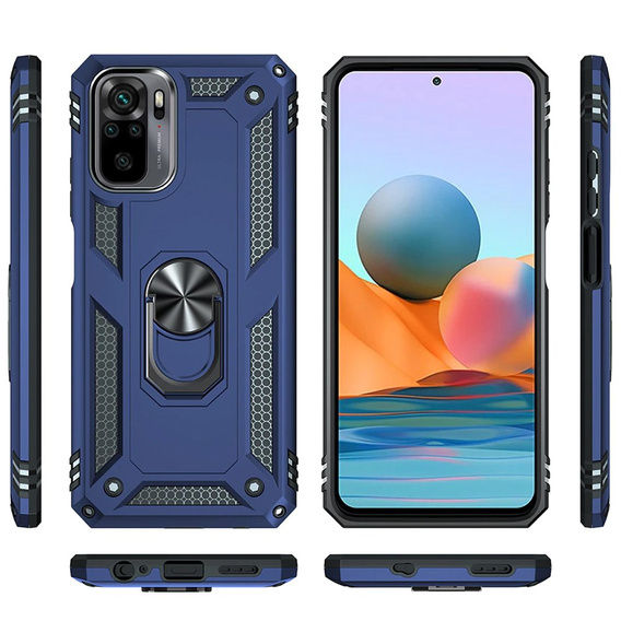 Бронированный Чехол до Xiaomi Redmi Note 10/10S, Nox Case Ring, синий