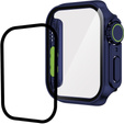 2в1 чехол и защитное стекло для часов Apple Watch 6/5/4/SE 44MM, Dark Blue/Green