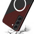Чехол до Samsung Galaxy S23, Magsafe Slim Carbon, чёрный / красный