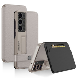 Флип-кейс для Samsung Galaxy S25, GKK Card Slot Wallet, титановый серый