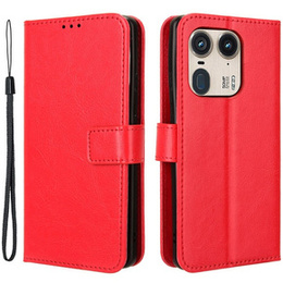 Откидной чехол для Motorola Edge 50 Ultra, Crazy Horse Wallet, красный
