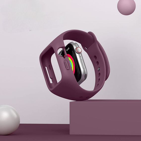Ремень + чехол Suritch для Apple Watch 4/5/6/7/8/SE 44/45mm, бордовый