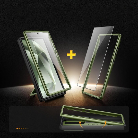 Чехол для Samsung Galaxy S24 Ultra, серия Tongate MECH с подставкой, зелёный