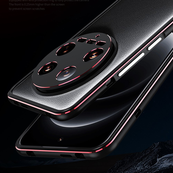 Чохол для Xiaomi 14 Ultra, Armor Bumper, з кришкою об'єктива, чорний / червоний