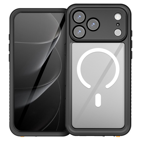 Чохол Redpepper для iPhone 17 Pro Max, водонепроникний IP68, для MagSafe, прозорий з чорними боками