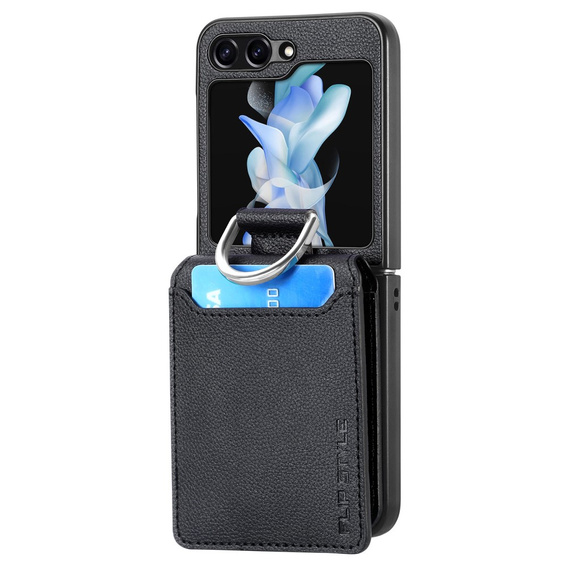 Чохол для Samsung Galaxy Z Flip7 FE / Z Flip6, Card Slot Ring Case, чорний