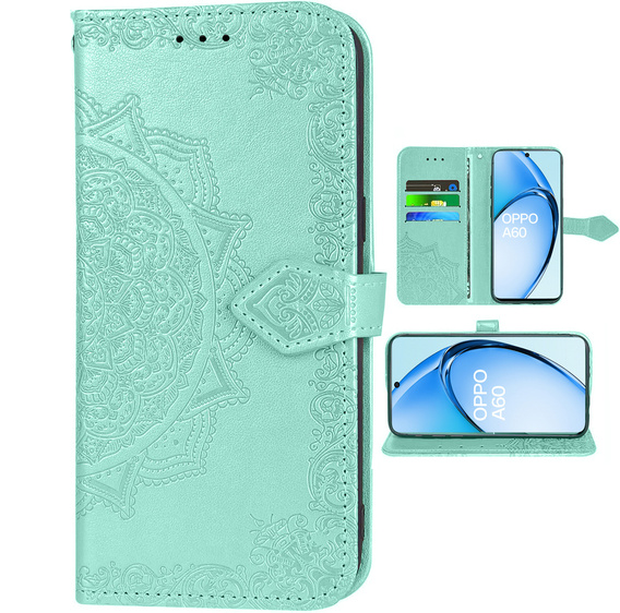 Откидной чехол для Oppo A60, Mandala, зелёный