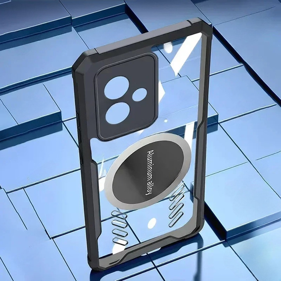 Чехол для Realme GT 7 Pro, с магнитной пластиной, прозрачный / черный