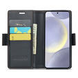 Чохол для Samsung Galaxy S24, ERBORD Glossy Litchi, гаманець з клапаном, чорний