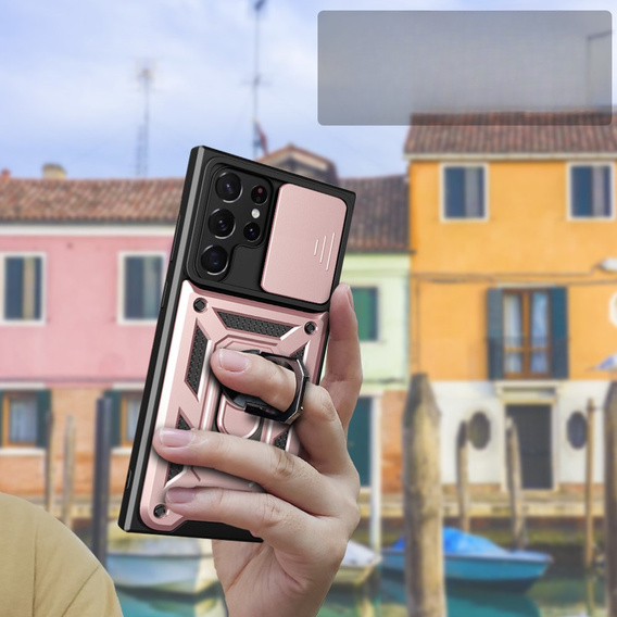 Чехол NOX Camera Slide Samsung Galaxy S23 Ultra, CamShield Slide, розовый rose gold