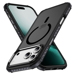 Матовый чехол для iPhone 17 Pro Max, бронированный, для MagSafe, дымчатый с черными боками
