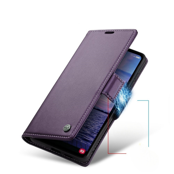 Откидной чехол для Samsung Galaxy S23 FE, CASEME Wallet, тёмно-фиолетовый + 9H стекло