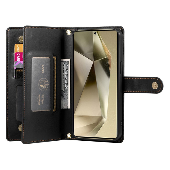 Откидной чехол для Samsung Galaxy S25 Ultra, Wallet Zipper Pocket, чёрный