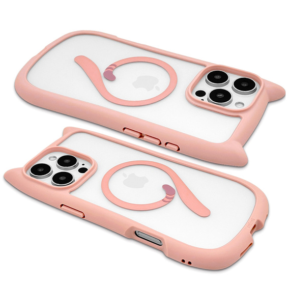 Чохол для iPhone 16 Pro, для MagSafe, Cute Cat, рожевий + захисне скло
