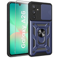 Бронированный чехол для Samsung Galaxy A26, CamShield Slide, синий + закаленное стекло 9H
