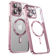 Чехол для iPhone 14 Pro Max, Electro MagSafe, розовый + стекло для экрана