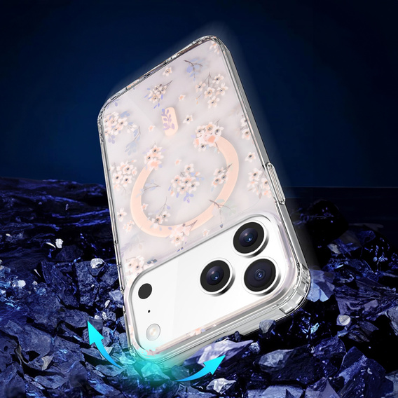 Магнитный чехол с цветочным лазерным узором для iPhone 17 Pro Max