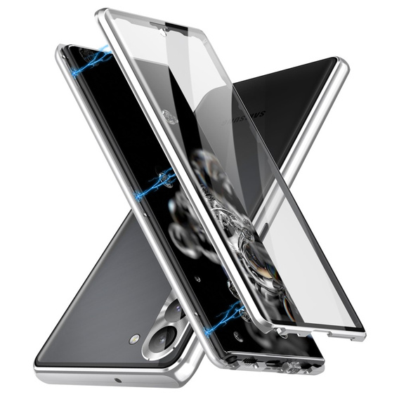 Чохол для Samsung Galaxy S23 Plus, Magnetic Dual Glass, сріблястий
