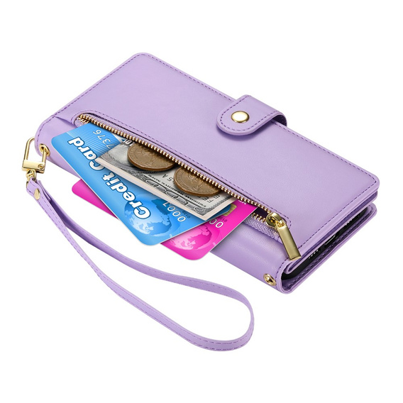 Фліп-чохол на блискавці для Samsung Galaxy A17 5G, Wallet Zipper Pocket, фіолетовий