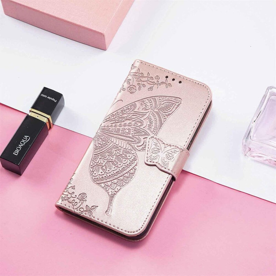 Чохол-книжка для Oppo A5 Pro 5G, Butterfly, рожевий rose gold