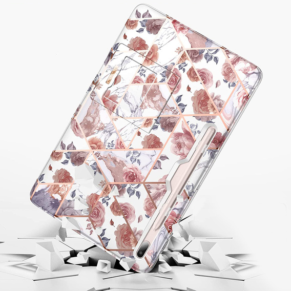Чехол до Samsung Galaxy Tab S7 FE, Suritch Full Body Marble, розовый