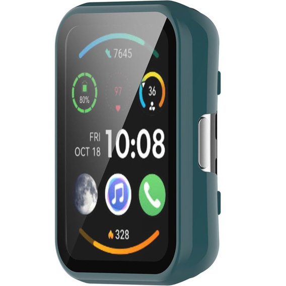 Силиконовый футляр со встроенным защитным стеклом до Huawei Watch Fit 2, Green