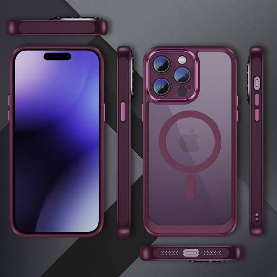Чохол для iPhone 14 Pro Max, ERBORD Impact Guard, MagSafe, бордовий