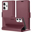 Чехол для Oppo Reno 14, ERBORD Glossy Litchi, кошелек с клапаном, красный