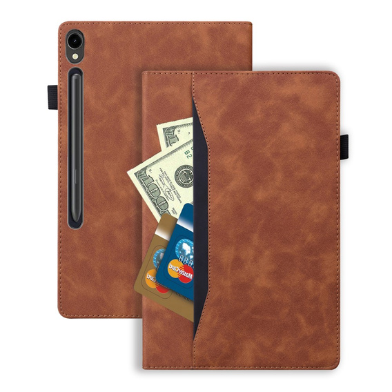 Чехол для Samsung Galaxy Tab S10 FE+ Plus, Classic, с местом для стилуса, коричневый