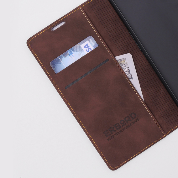 Чехол для OnePlus 11 5G, ERBORD Vintage, бумажник с клапаном, тёмно-коричневый