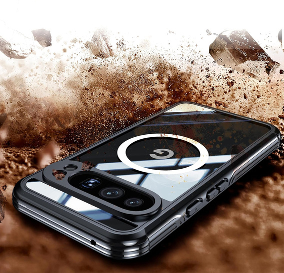 Чохол для Google Pixel 9 Pro XL, Shockproof, зі склом, для MagSafe, чорний