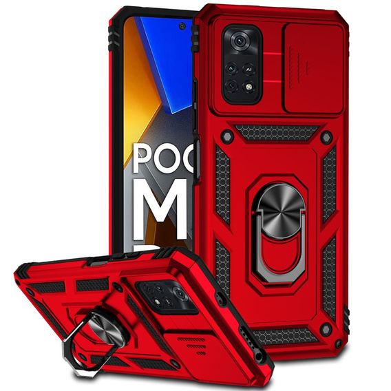 Чохол NOX Camera Slide Xiaomi Poco M4 Pro 4G, CamShield Slide, червоний